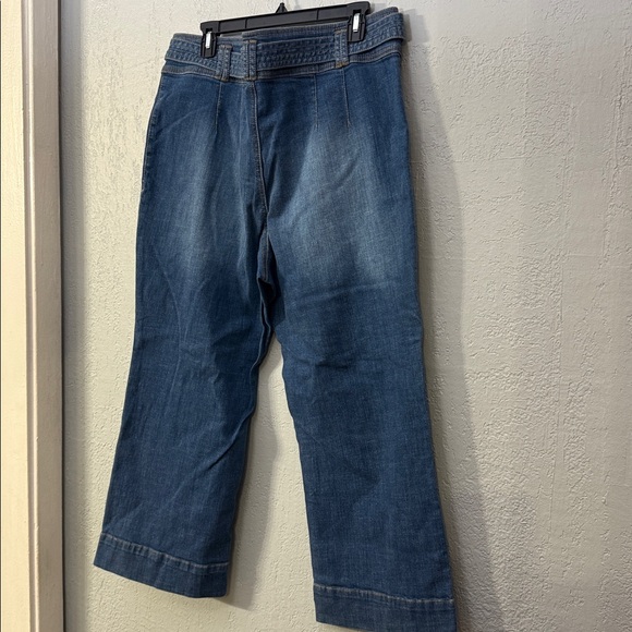 Anthro Pilcro High-Rise Cropped Flare Blue Belted Jeans Size 18W - Picture 8 of 9